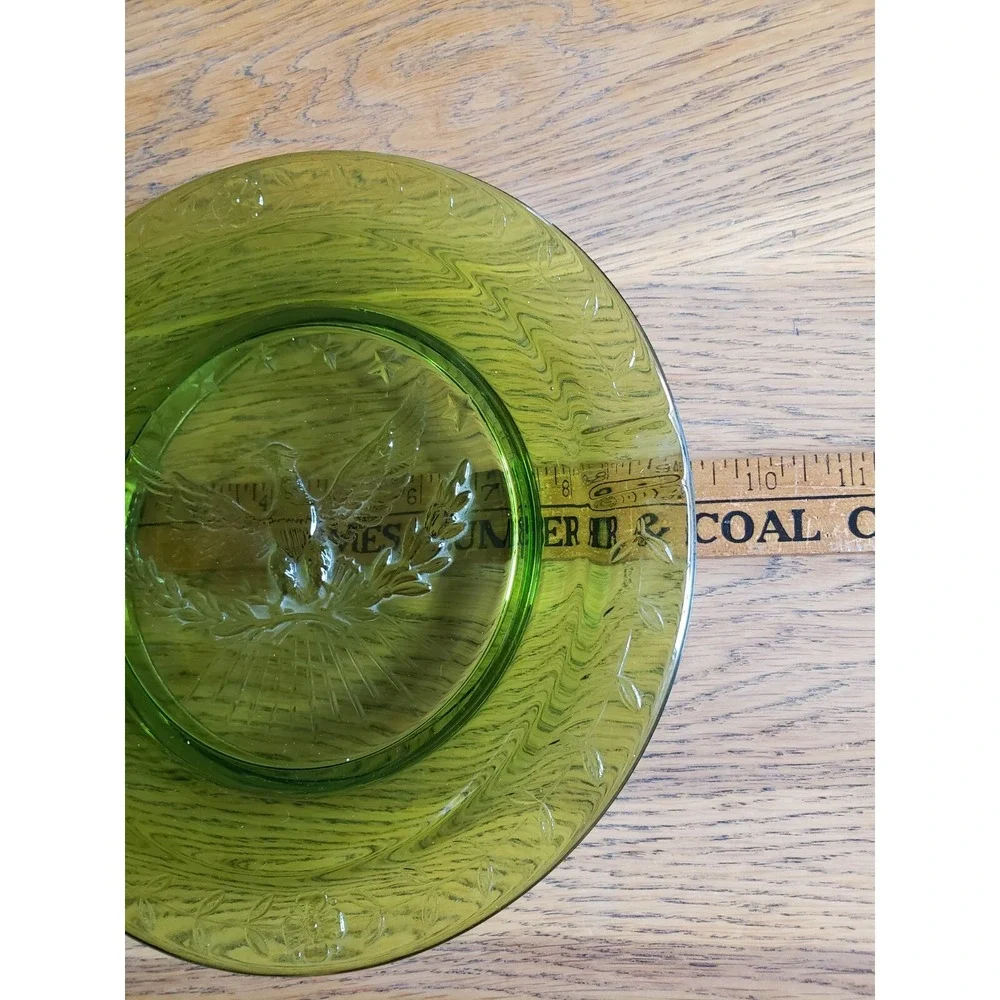 Cigar Ashtray LE Smith Heritage Green Glass American Eagle Stars 9